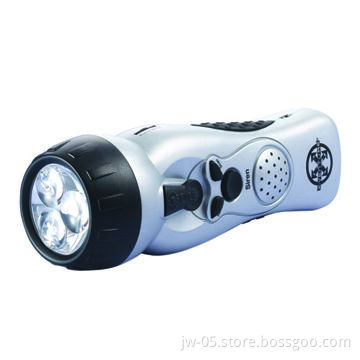 Dynamo Crank FM Radio with 3-piece LED Torch, Siren/Alarm Function, Measures 56 x 56 x 178mm
